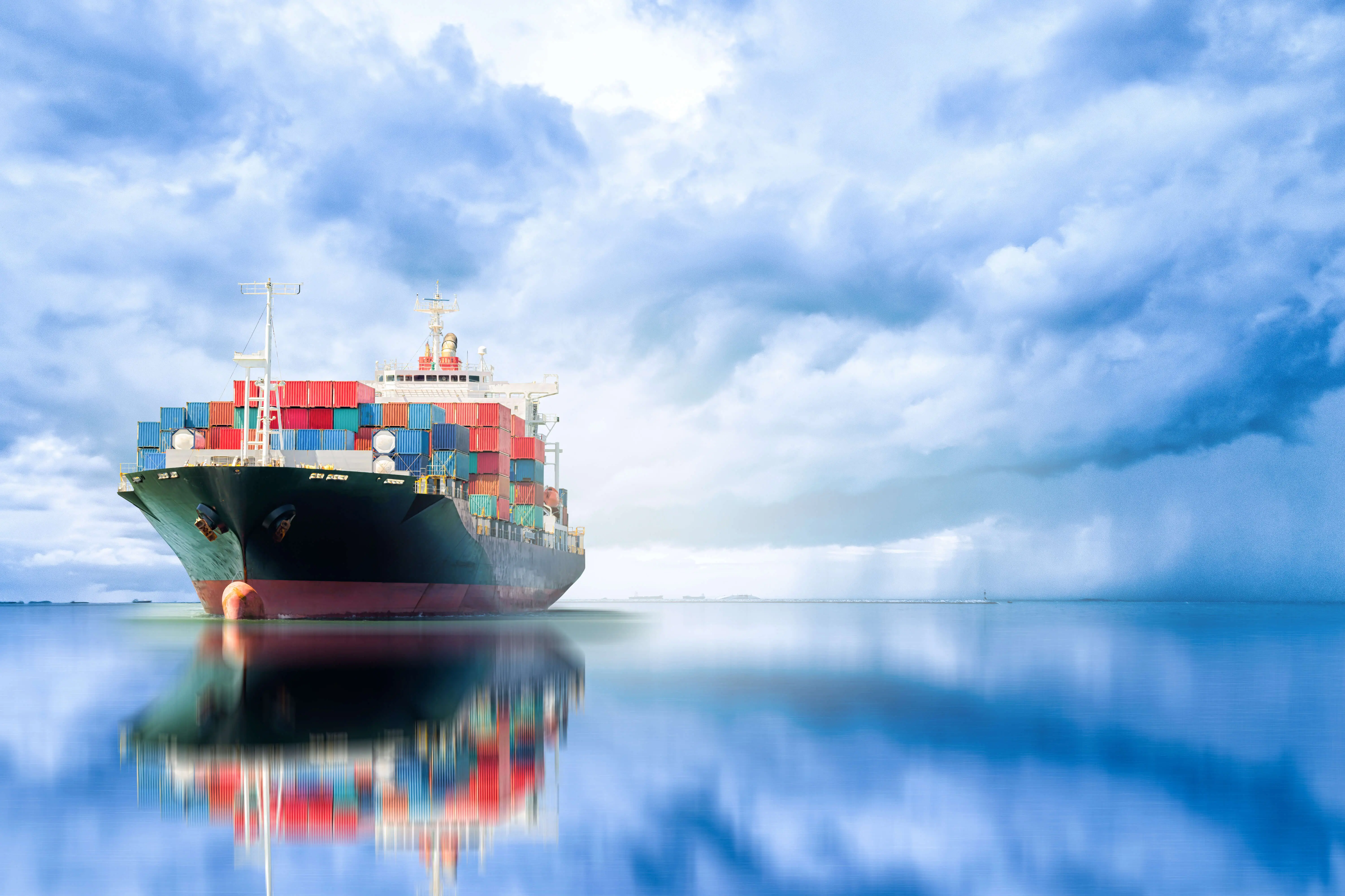 Cargo ship at sea